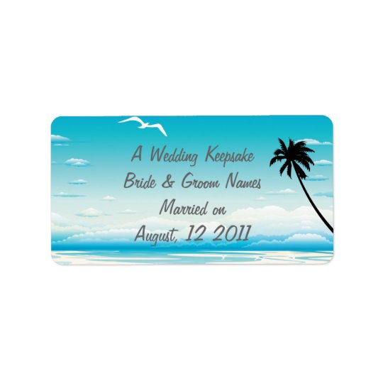 Tropical Beach Wedding Favour Lip Balm Tube Label Address Label