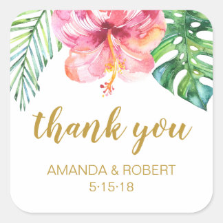 Tropical Beach Wedding Favour Sticker