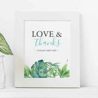 Tropical Beach Wedding Favours Sign