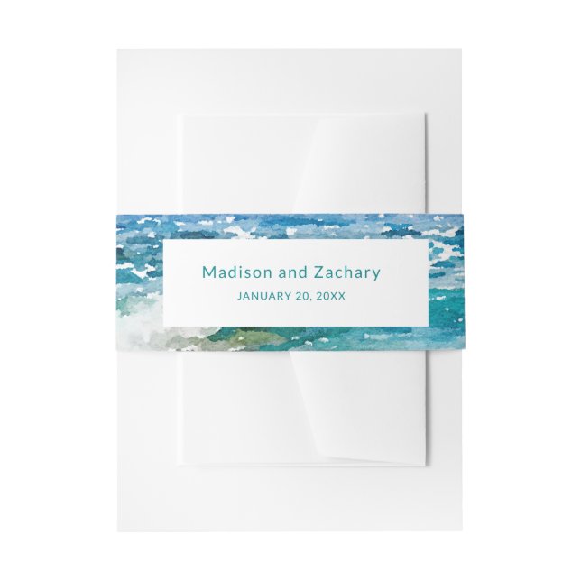 Tropical Beach Wedding Invitation Belly Band (Front Example)