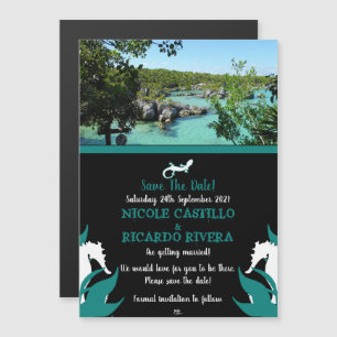 Tropical Beach Wedding Magnetic Save The Dates Invitation