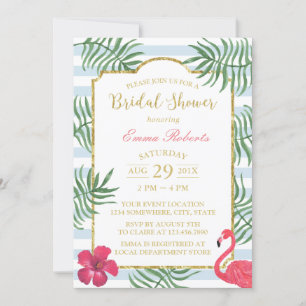 Tropical Beach Wedding Modern Stripe Bridal Shower Invitation