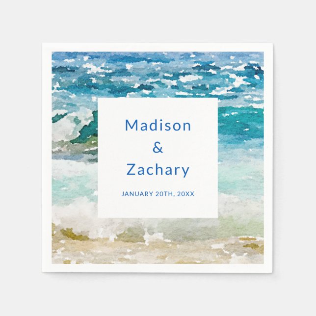 Tropical Beach Wedding Napkin (Front)
