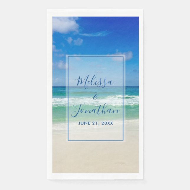 Tropical Beach Wedding Ocean Waves Napkin (Front)