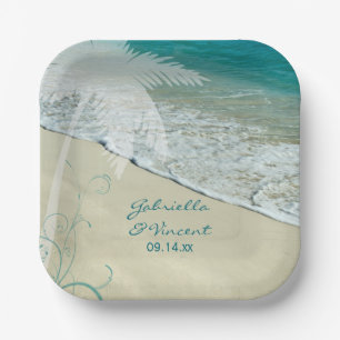 Tropical Beach Wedding Paper Plate