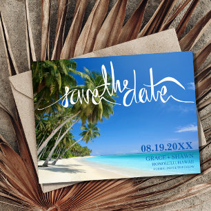Tropical Beach Wedding Photo Announcement
