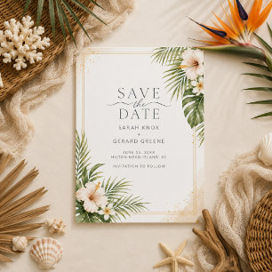Tropical Beach Wedding Photo Save The Date