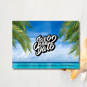 Tropical Beach Wedding Photo Save the Date 