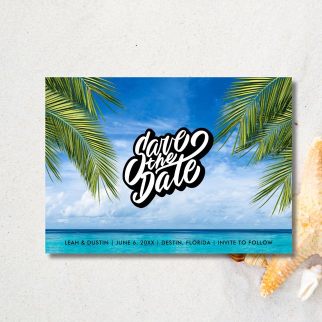 Tropical Beach Wedding Photo Save the Date  (Tropical Beach Wedding Photo Save the Date)