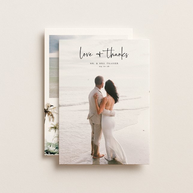 Tropical Beach Wedding Photo Thank You Card (Creator Uploaded)