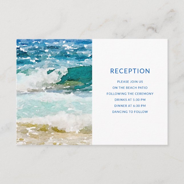 tropical beach wedding reception enclosure card (Front)