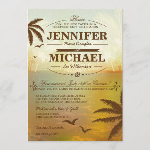 Tropical Beach Wedding Reception Only Invitations