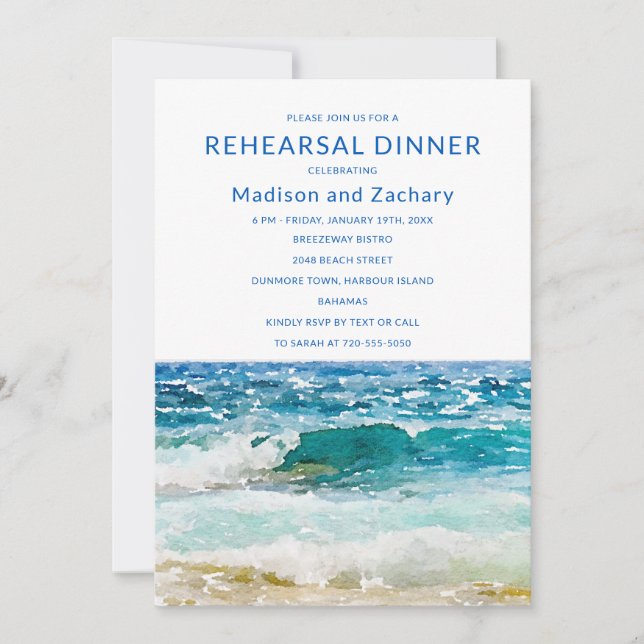 Tropical Beach Wedding Rehearsal Dinner (Front)