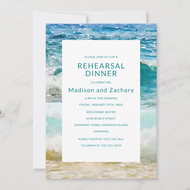 Tropical Beach Wedding Rehearsal Dinner (Front)