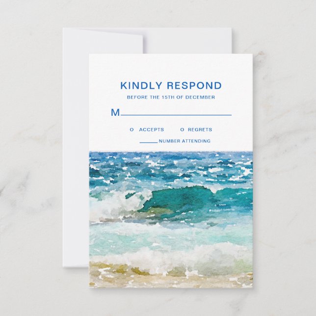 Tropical Beach Wedding RSVP Card (Front)
