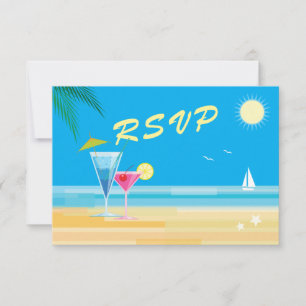 Tropical Beach Wedding RSVP Card