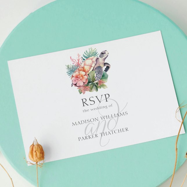 Tropical Beach Wedding RSVP Meal Choice Postcard (Creator Uploaded)