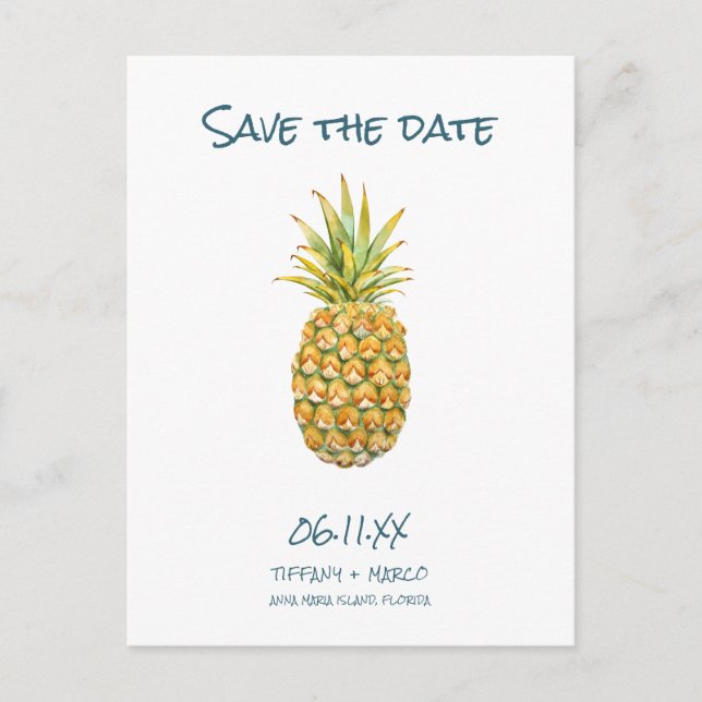 Tropical Beach Wedding Save the Date Announcement Postcard (Front)