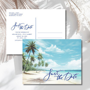 Tropical Beach Wedding Save the Date  Announcement Postcard