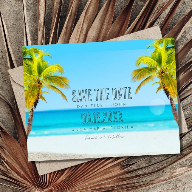 Tropical Beach Wedding Save the Date Announcement Postcard (Creator Uploaded)