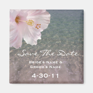 Tropical Beach Wedding Save The Date - Hibiscus Magnet