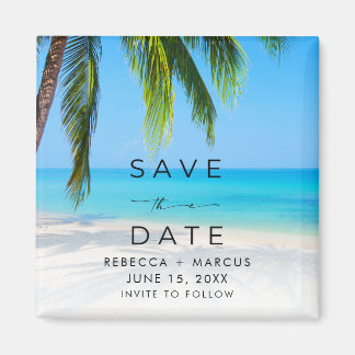 Tropical Beach Wedding Save the Date Magnet