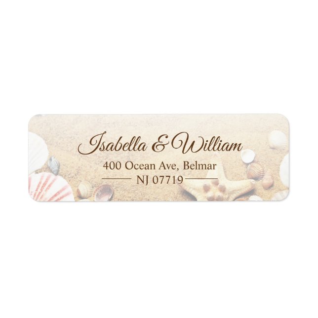 Tropical Beach Wedding Starfish Address Return Address Label (Front)