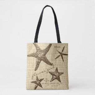 Tropical Beach Wedding Starfish Flower Girl Tote Bag