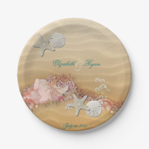 Tropical, Beach Wedding, Starfish, Lace, Pearls, Paper Plate