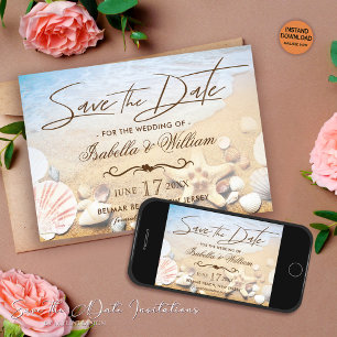 Tropical Beach Wedding Starfish Save the Date