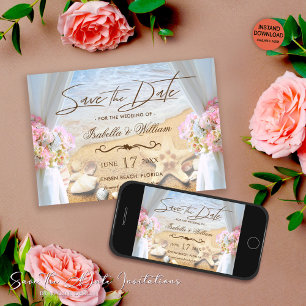 Tropical Beach Wedding Starfish Save the Date Card