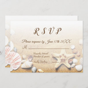 Tropical Beach Wedding Starfish Shells RSVP Invitation