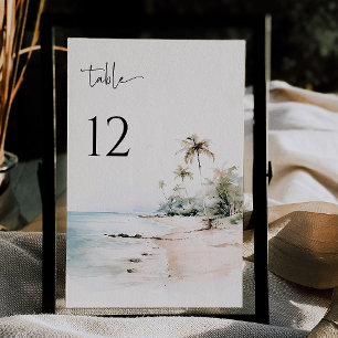 Tropical Beach Wedding Table Number Card