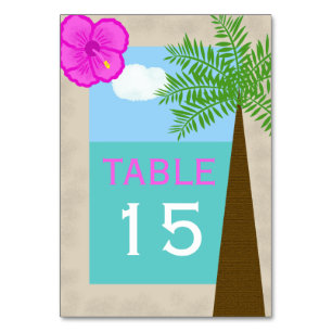 Tropical Beach Wedding Table Numbers Cards