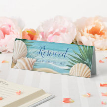 Tropical Beach Wedding Table Place Tent Sign