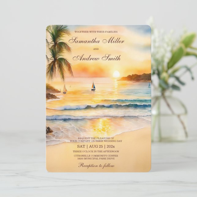 Tropical Beach Wedding Template (Standing Front)