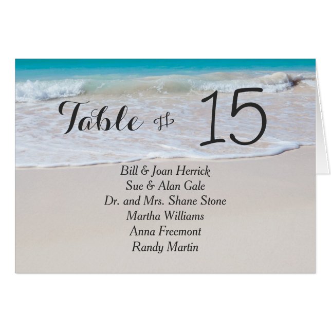 Tropical Beach Wedding Tented Table Cards (Front Horizontal)