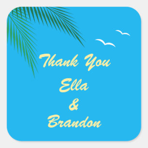 Tropical Beach Wedding Thank You Sticker