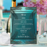 Tropical Beach Wedding Venue Summer Ocean Custom Menu<br><div class="desc">Set the mood of the wedding menu to summer vibe for your beach wedding with this template that has the perfect design and visual theme to make your wedding more memorable. This features a beautiful scenery of ocean background with cool palm trees at the corners of this card. The font...</div>