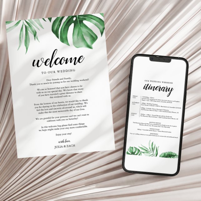 Tropical Beach Wedding Welcome Letter & Itinerary Invitation (Creator Uploaded)