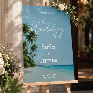 Tropical Beach Wedding Welcome Sign 