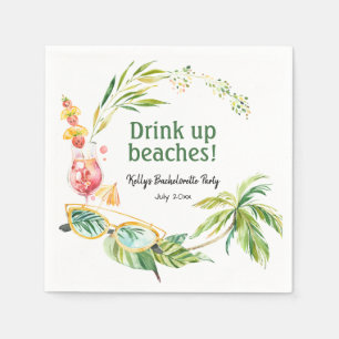 Tropical Beach Weekend Bachelorette Cocktail Napkin