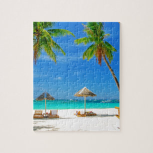 TROPICAL BEACH WISH YOU WERE HERE CUSTOM POSTCARD JIGSAW PUZZLE