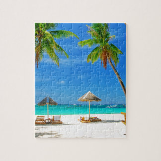 TROPICAL BEACH WISH YOU WERE HERE CUSTOM POSTCARD JIGSAW PUZZLE