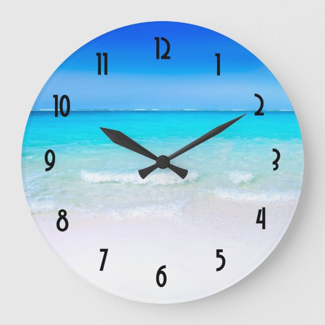 Tropical Beach with a Turquoise Sea Large Clock (Front)