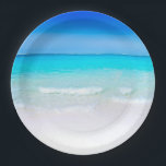 Tropical Beach with a Turquoise Sea Paper Plate<br><div class="desc">Summery paper plates with a sandy tropical beach. A gorgeous turquoise sea in the distance and crystal clear waters caressing a sandy beach. A bright blue sky in the background.</div>