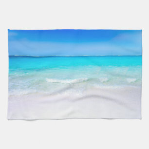 Tropical Beach with a Turquoise Sea Tea Towel