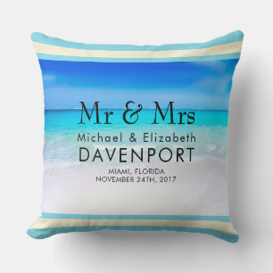 Tropical Beach with a Turquoise Sea Wedding Cushion