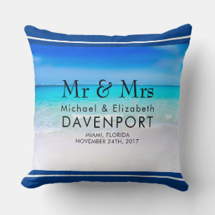 Tropical Beach with a Turquoise Sea Wedding Cushion