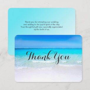 Tropical Beach with a Turquoise Sea Wedding Thanks Invitation